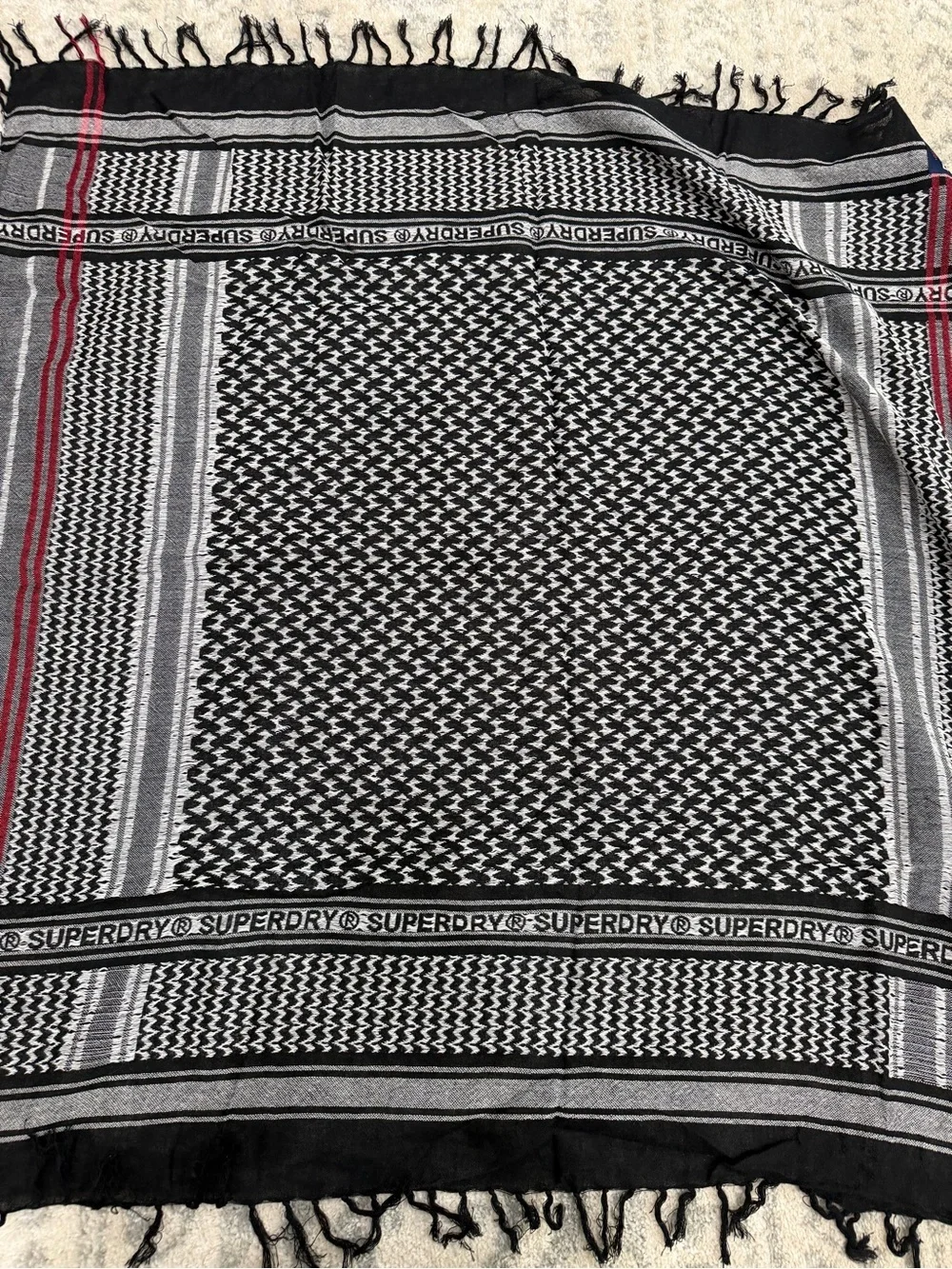 Superdry Black White Keffiyeh Festival Scarf